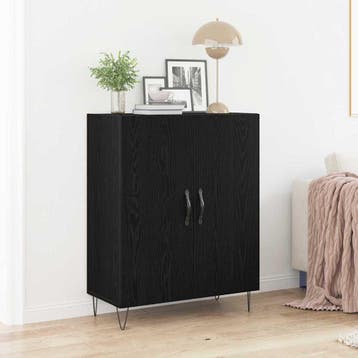vidaXL Dressoir Zwart Eiken 69,5 x 34 x 90 cm Bewerkt hout, Verzenden, Nieuw