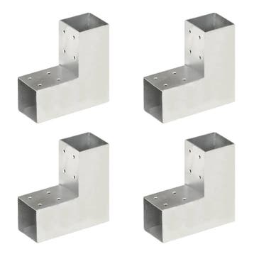 vidaXL Paalverbindingen 4 st L-vorm 71x71 mm gegalvaniseerd, Verzenden