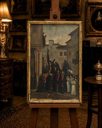 École espagnole (XIX-XX) - Procession de la Passion, Antiek en Kunst