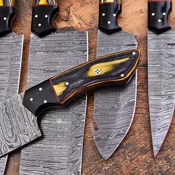Keukenmes - Chefs knife - gevouwen staal, Pakka wood -, Antiek en Kunst