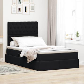 vidaXL Opslag bed met matras met matras Zwart 120 x 200 cm, Verzenden