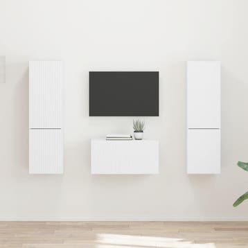 vidaXL Tv-meubelset 5 pcs Wit Bewerkt hout, Verzenden, Nieuw