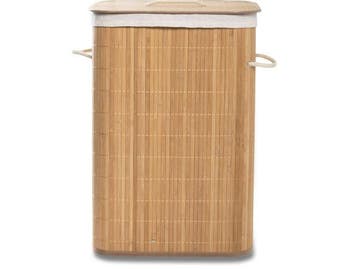 Veiling - Blokker Wasmand met Deksel - Bamboe - 76 Liter