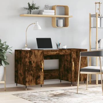 vidaXL Bureau 140x50x75 cm bewerkt hout gerookt eikenkleurig, Verzenden