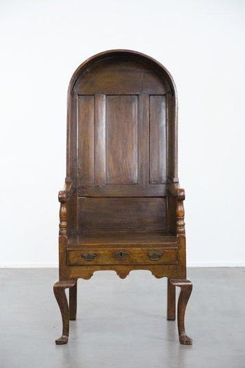 Stoel - Hout - Lamgeboortestoel met kap, Antiek en Kunst