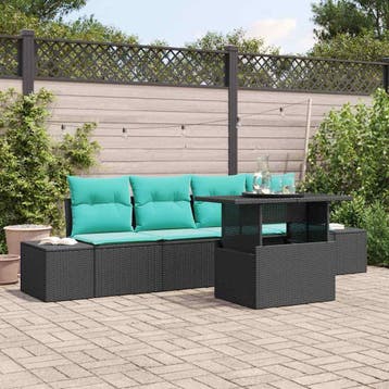 vidaXL Bankstel 5 st 4-Aantal zitplaatsen Zwart en Blauw, Verzenden, Nieuw