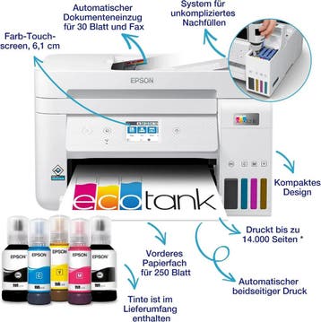 Multifunctionele A4 WiFi-printer EcoTank ET-4856 met inkt..., Ophalen of Verzenden, Nieuw