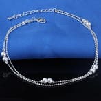 Fako Bijoux - Enkelbandje Verzilverd - Bolletjes Duo - 21cm, Handtassen en Accessoires, Enkelbandjes en Enkelkettinkjes, Verzenden