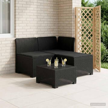 vidaXL 3-Zits Tu bank met Kussens Rattan Look 3-zits PP, Verzenden, Nieuw