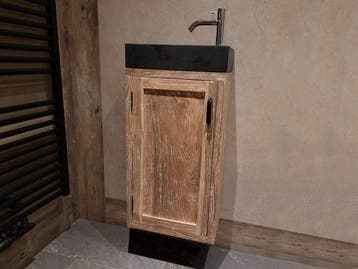 Toilet fontein compleet - White Wash teak, Huis en Inrichting, Badkamer | Badkamermeubels, Minder dan 50 cm, Verzenden, Overige typen