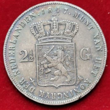 Nederland. Willem II. 2 1/2 Gulden 1847 (Zonder