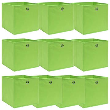 vidaXL Opbergboxen 10 st 32x32x32 cm stof groen, Verzenden, Nieuw