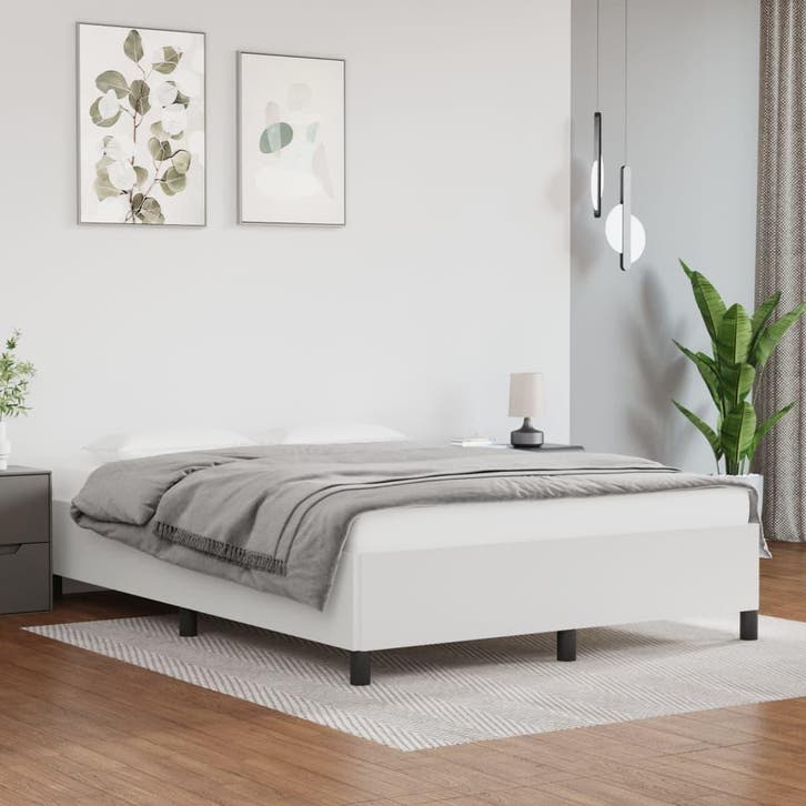vidaXL Bedframe kunstleer wit 140x200 cm, Huis en Inrichting, Slaapkamer | Bedden, Nieuw, Verzenden