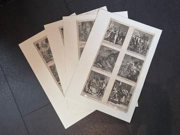 Caspar Luyken (XVII) - Set van 4 bladen met 24 antieke