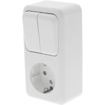Polarwit 2-voudige serieschakelaar met geaard stopcontact, Verzenden, Nieuw