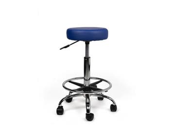 Tabouret Blauw - Standaard Zithoogte met Voetsteun, In hoogte verstelbaar, Nieuw
