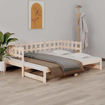 vidaXL Slaapbank uitschuifbaar 2x(80x200) cm massief, Huis en Inrichting, Verzenden, Nieuw