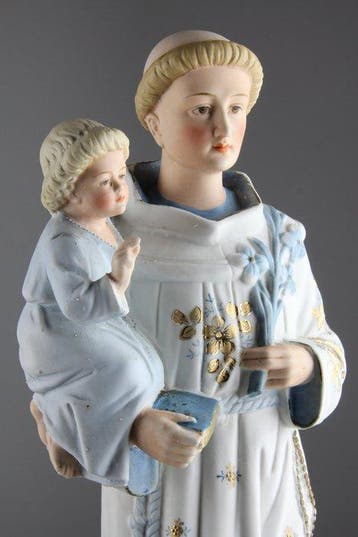 Beeldje, Saint Anthony - 42 cm - Biscuit porselein, Antiquités & Art