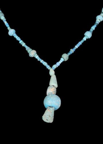Oud-Romeins Lichtblauw glas Kralenketting (Zonder
