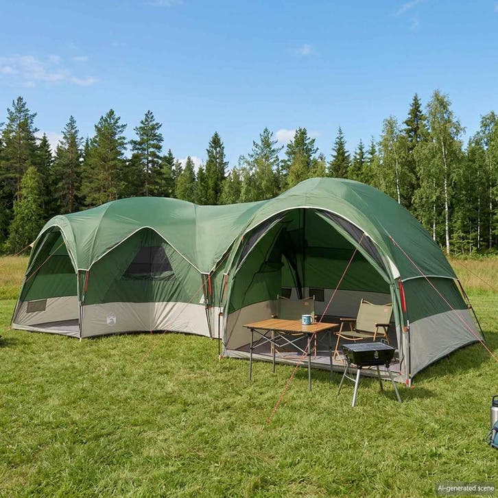 vidaXL Gezinstent met regenhoes waterdicht 5-persoons Groen, Caravanes & Camping, Tentes, Envoi