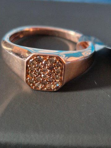 Zonder minimumprijs - Ring Zilver, 22 Natural Champagne, Nieuw