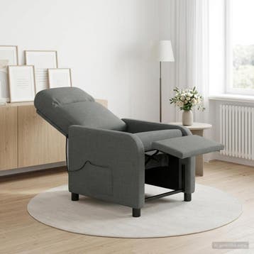 vidaXL Massage Relaxstoel Donkergrijs Stof, Verzenden