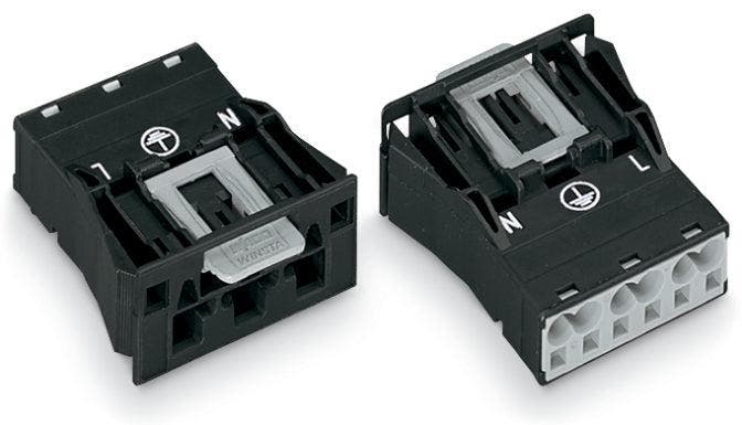 Wago 770-713 Connecteur Snap In 3 Pôles 4mm² Noir - 770-713, Doe-het-zelf en Bouw, Elektriciteit en Kabels, Verzenden