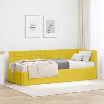 vidaXL Hoekbedframe met Matras met hoofdeinde 2 pcs Geel, Verzenden, Nieuw