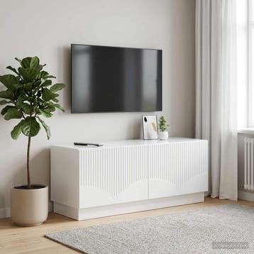 vidaXL Tv-meubel Hoogglans Wit Bewerkt hout, Huis en Inrichting, Verzenden, Nieuw