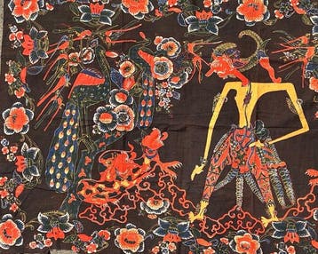 Tapisserie murale javanaise. - Textile - 164 cm - 90 cm -