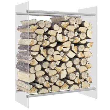 vidaXL Haardhoutrek 80x35x100 cm gehard glas transparant, Verzenden