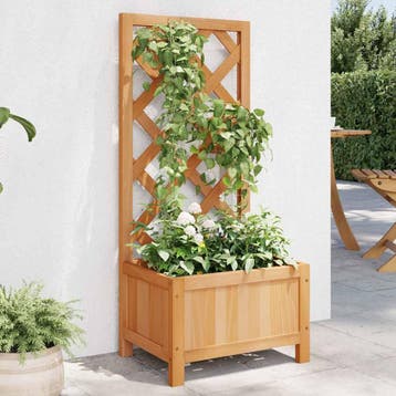 vidaXL Plantenbak met latwerk 40x30x90 cm massief vurenhout, Verzenden, Nieuw