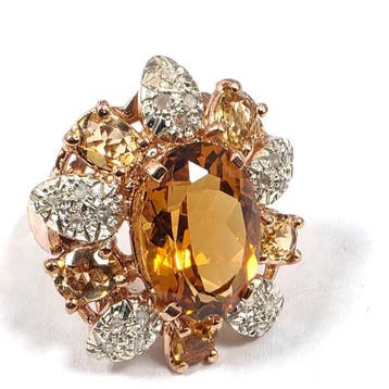 Zonder minimumprijs - Ring - 9 kt. Roségoud, Zilver Spinel -, Nieuw