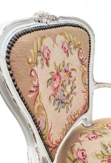 Fauteuil à la reine - Bois, chêne, gobelin brodé floral –