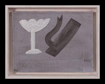Klaas Gubbels (1934) - Zwarte kan met wit glas, Antiek en Kunst