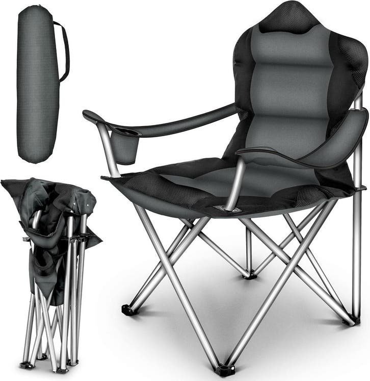 Campingstoel - Visstoel - Vouwstoel - Kampeerstoel - Grijs -, Caravanes & Camping, Meubles de camping, Envoi
