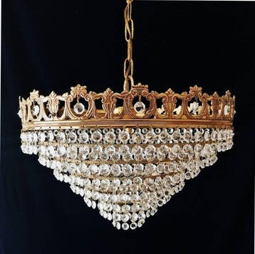 Plafondlamp - Verguld messing - Neoclassieke stijl