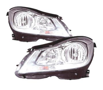 Phares Pour Mercedes Classe C W204 10-14 Fond Chromé, Verzenden