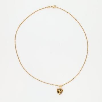 Halsketting - 14 karaat Geel goud - Diamant - Robijn., Nieuw