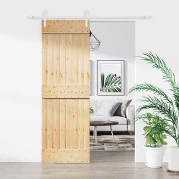 vidaXL Schuifdeur Natuurlijk en Wit 70 x 210 cm Massief Pine, Verzenden, Nieuw