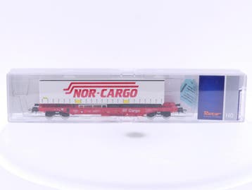 Schaal H0 Roco 66978 diepladerwagen Sdkms 707 Nor-cargo..., Gelijkstroom, Overige typen, Nieuw, Ophalen of Verzenden