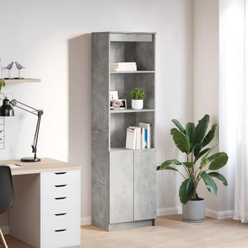 vidaXL Highboard 50x35x180 cm spaanplaat betongrijs, Verzenden