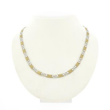 Bicolor gouden collier met meander patroon (Ketting), Ophalen of Verzenden