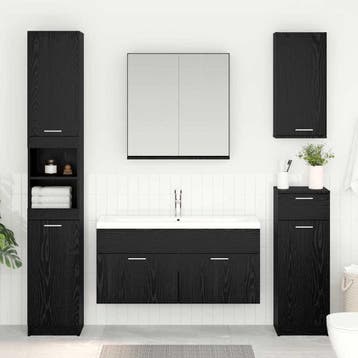 vidaXL Wastafelkast Zwart Eiken Bewerkt hout, Huis en Inrichting, Verzenden, Nieuw
