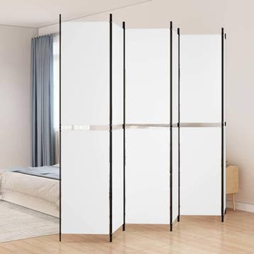 vidaXL Kamerscherm met 6 panelen 300x220 cm stof wit, Verzenden