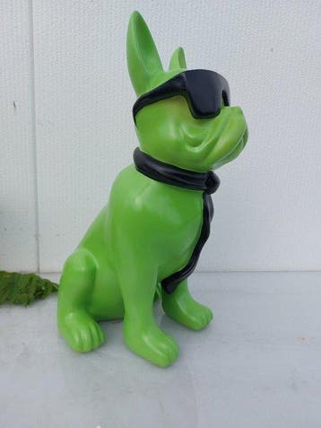 Beeld, French bulldog with tie and sunglasses - 40 cm -