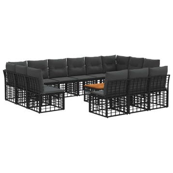 vidaXL Buiten bank set 14 pcs Zwart en Donker Grijs, Verzenden