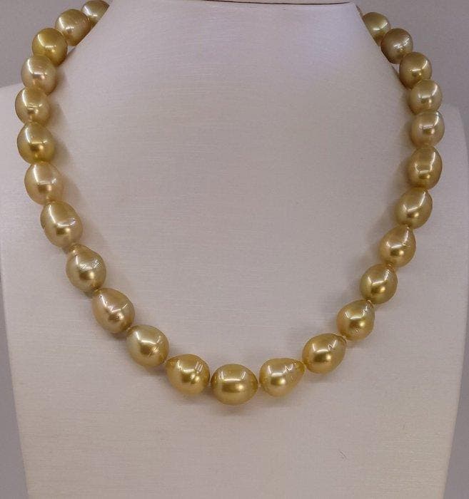 Collier - 14 carats Or jaune, Perles des Mers du Sud dorées, Bijoux, Sacs & Beauté, Colliers