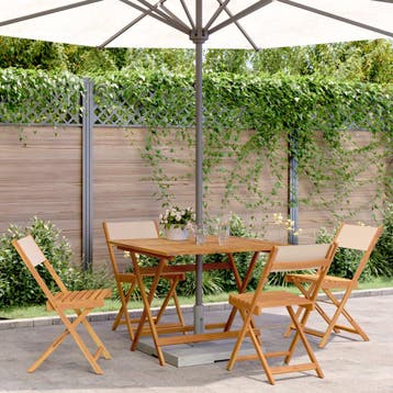 vidaXL 5-delige Tuinset massief hout en stof beige, Verzenden, Tuinset
