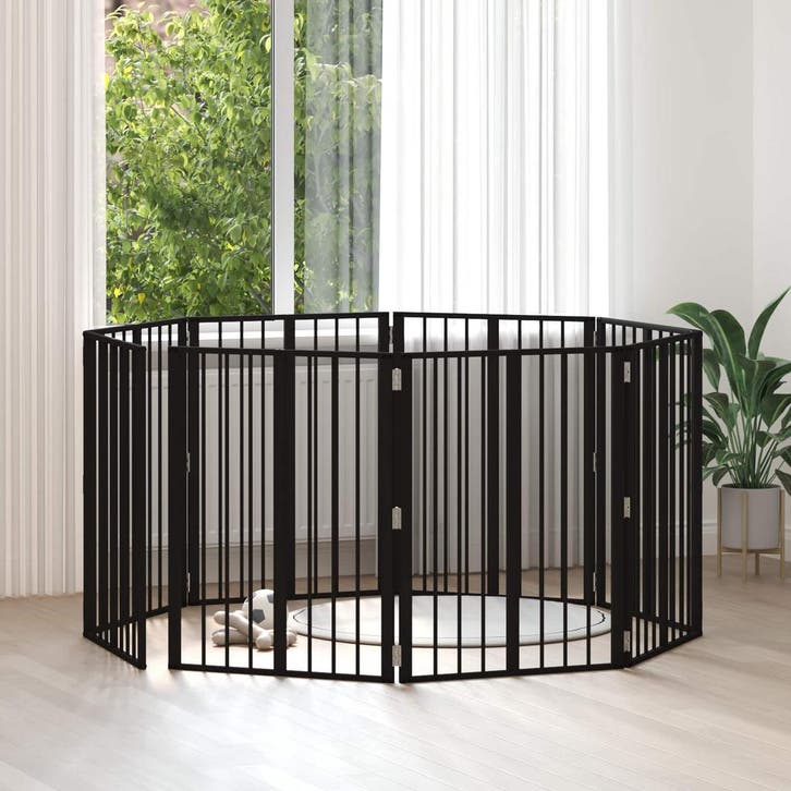 vidaXL Hondendeur 8 pcs Zwart 60 x 80 cm Gegevens staal, Dieren en Toebehoren, Hondenbenches, Nieuw, Verzenden